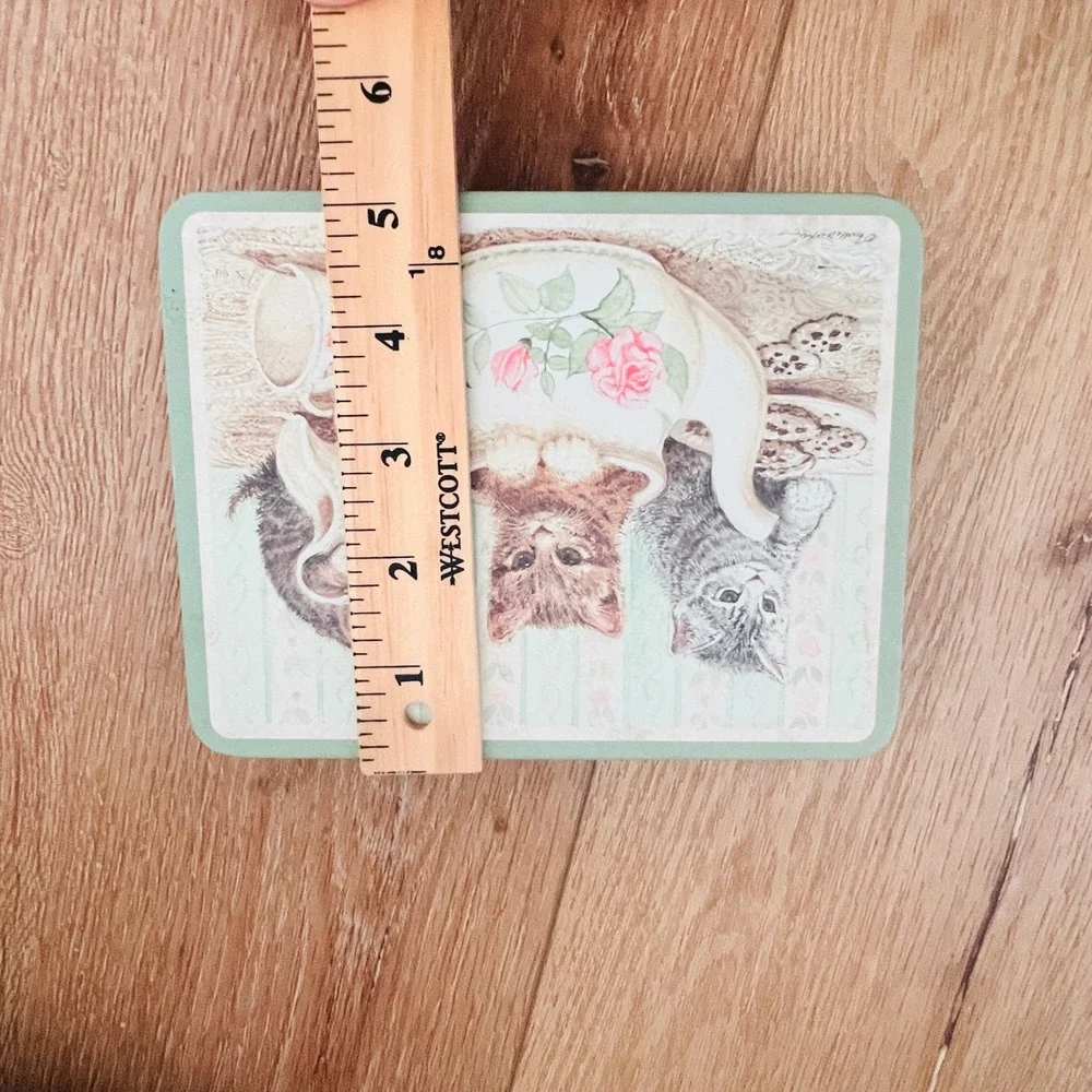 Vtg Keller Charles Philadelphia Kitten Teapot Tin Decorative Metal Box Green